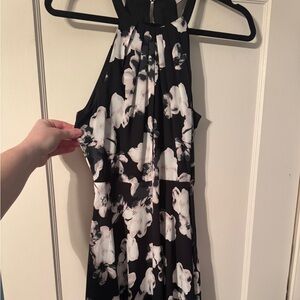 Express High Neck Floral Black and White Dress